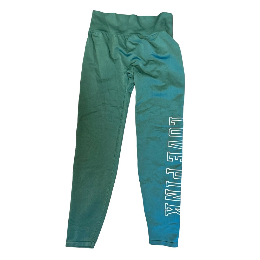 Pink Victorias Secret Active Leggings Green Love Pink Graphic High Waist Medium